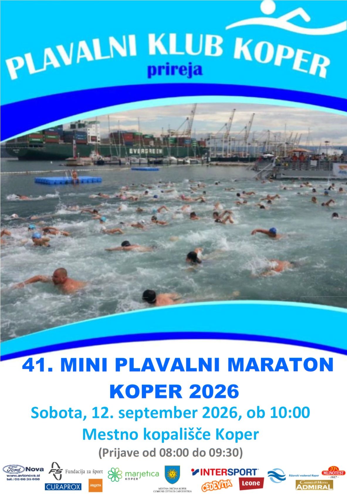 Slovenski plakat za 41. mini plavalni maraton Koper 2026